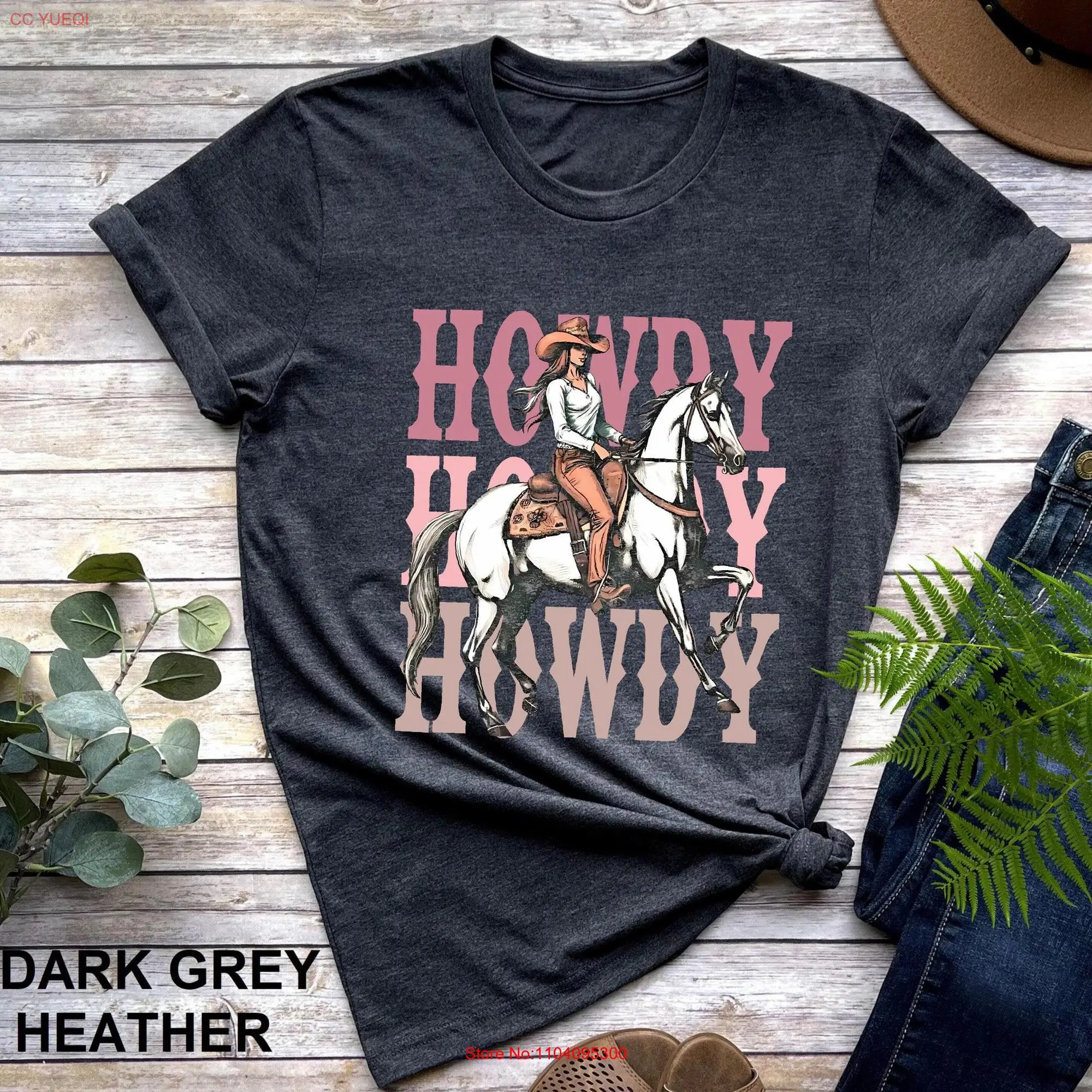 Howdy T Shirt Cowgirl Vintage Bull Skull Nashville Country Girl Cowboy Texas Music long or short sleeves