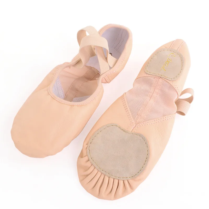 Brand New Genuine Pig Leather Ballet Dance Professional Soft Girls Women Split Straight Breathable Sole Dancing Shoes