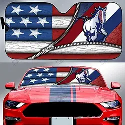 Mustang Zipper Auto Sunshade Car Windshield Window Cover Sunshade, Mustang Logo Sunshade, Gift for Mustang Lovers, Car Auto Wind