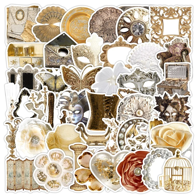 

10/30/50PCS Vintage Palace Items Sticky PVC Sticker Aesthetic Decoration Scrapbooking Supplies DIY Children's Hand Accounting