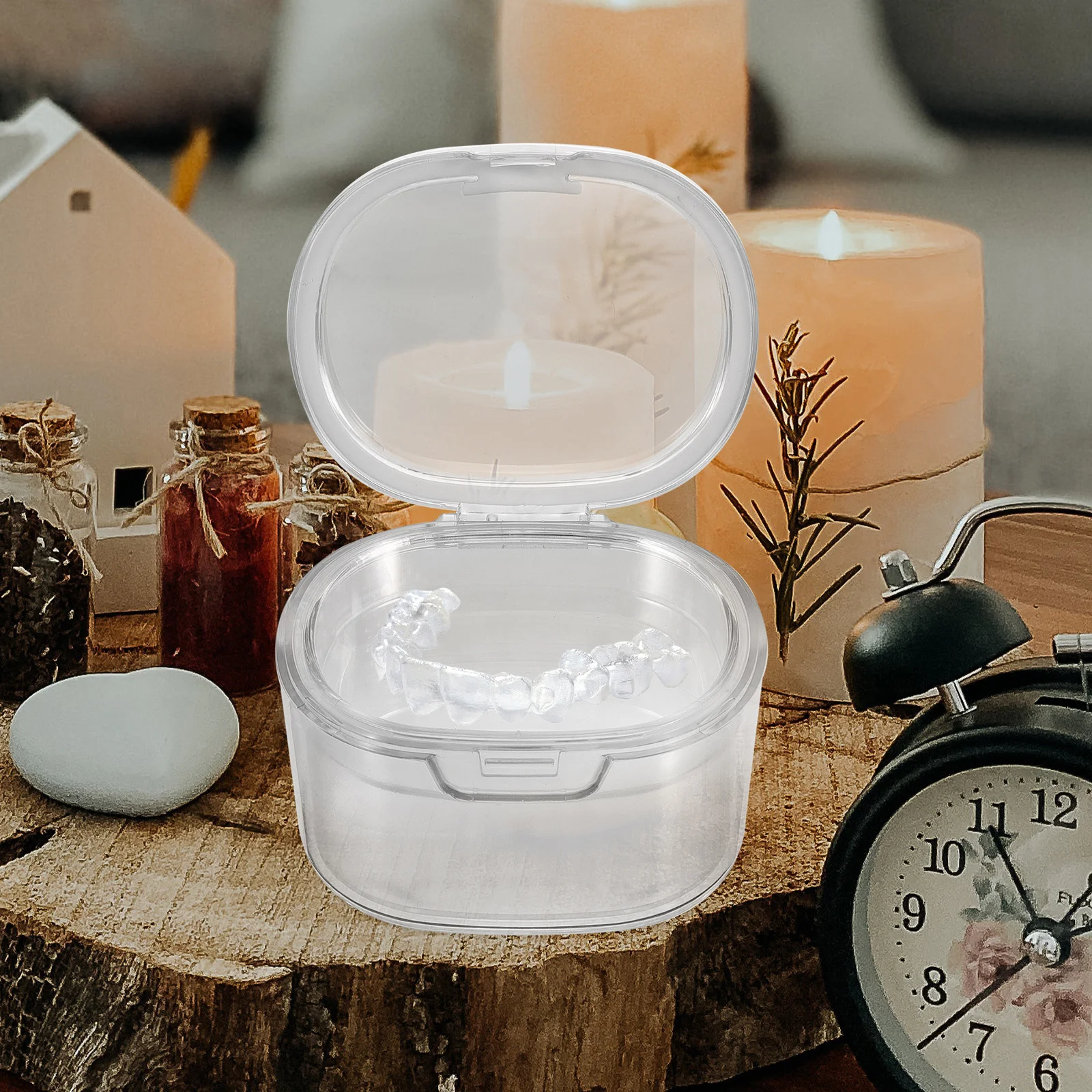 علبة أسنان محمولة لتقويم الأسنان حامل أسنان صغير صندوق أسنان كاذبة مدمج استنزاف الرف حاوية تخزين السفر العناية بالفم