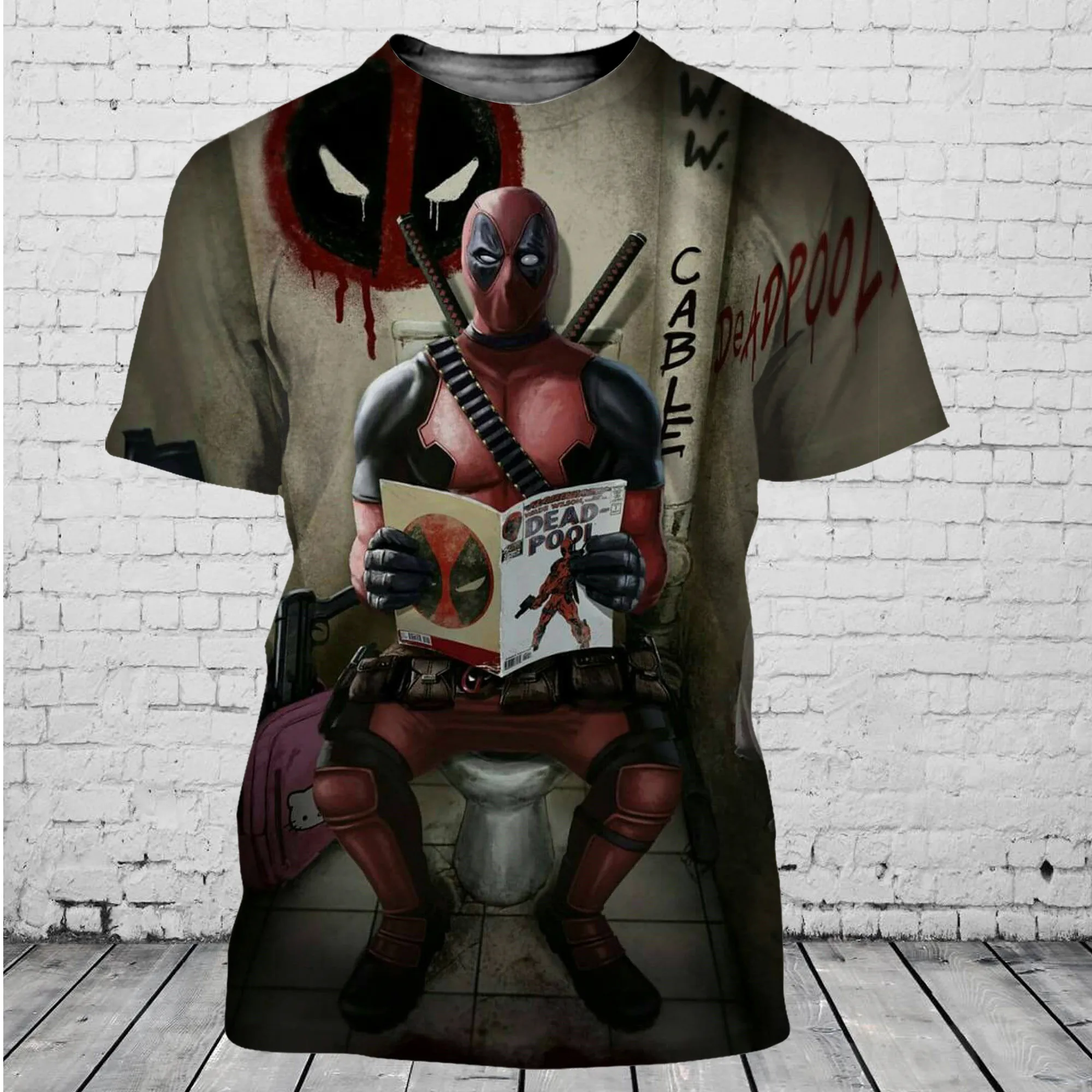 New Marvel Deadpool T-shirt Fashion Deadpool 3D Printed Men\'s T-shirt Street Casual Oversized T-shirt Marvel Clothing Tops