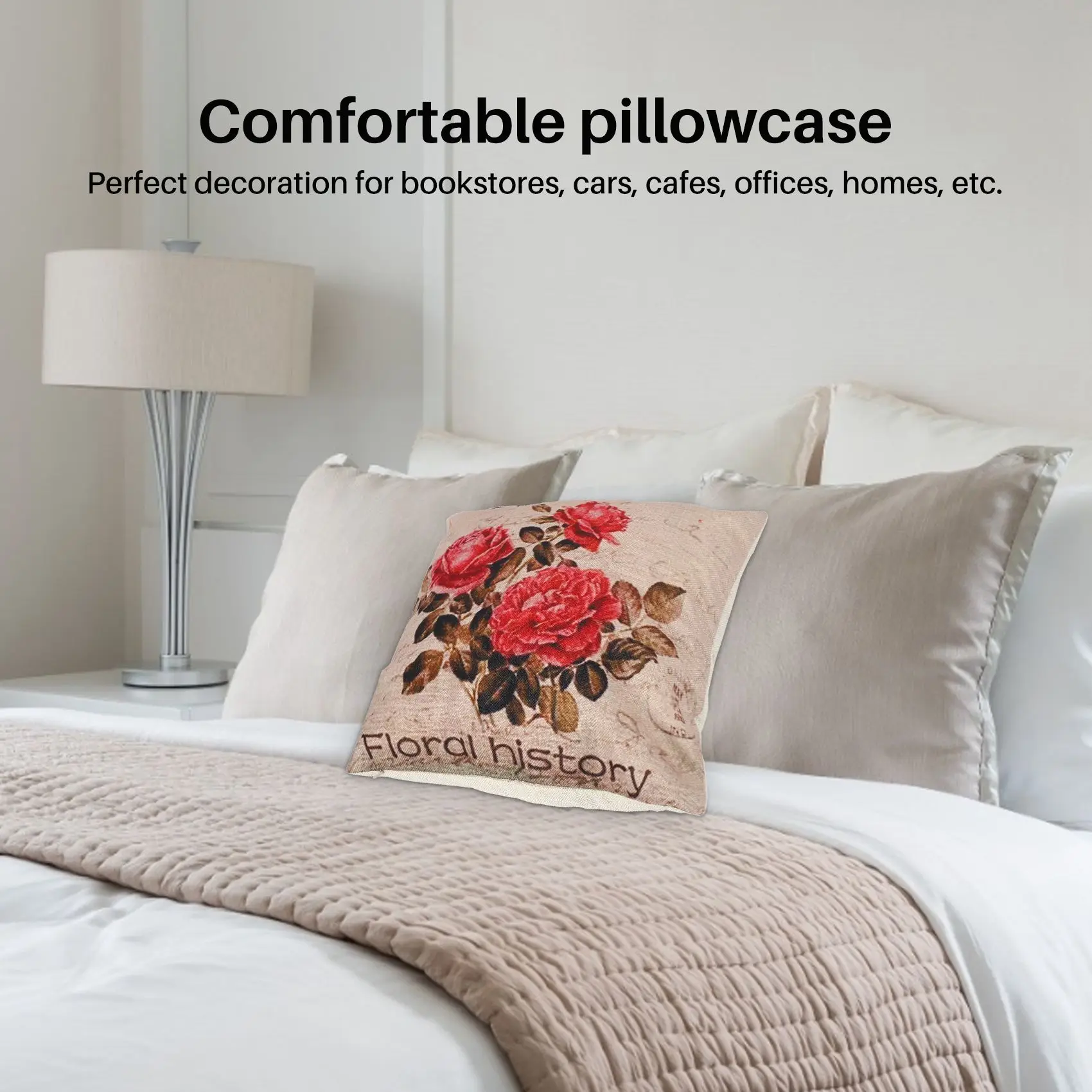 

N37R_flax Decorative Throw Pillow Case Cushion Cover Home Sofa(3 roses)