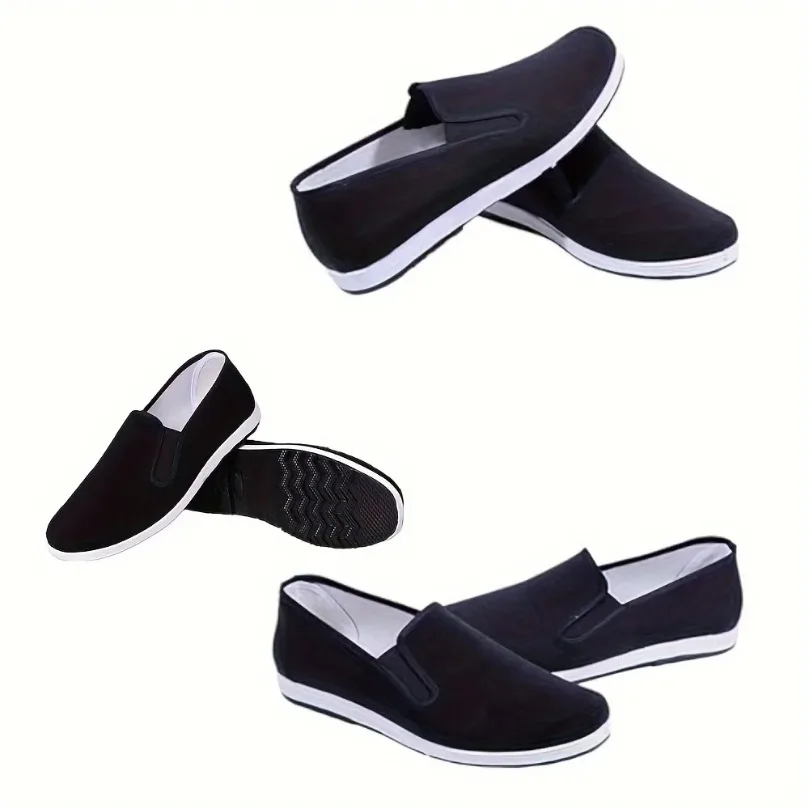 Tênis Masculino e Feminino de Kung Fu Chinês, Calçado Tradicional de Artes Marciais de Pequim, Preto, de Borracha, para Treinamento, Caminhada Casual e Tai Chi