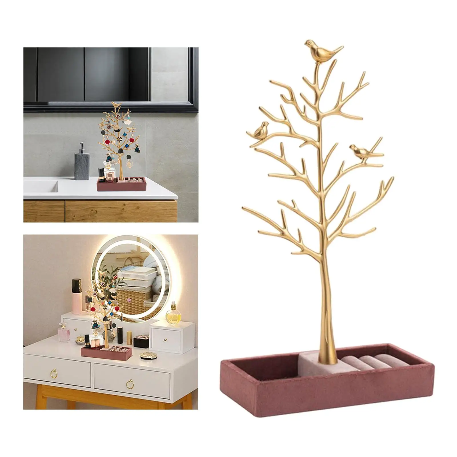 1 Piece Birds Tree Jewelry Stand Display Storage Organizer Earrings Ring Earring Stand Tower for Women! Girls Home Ornament