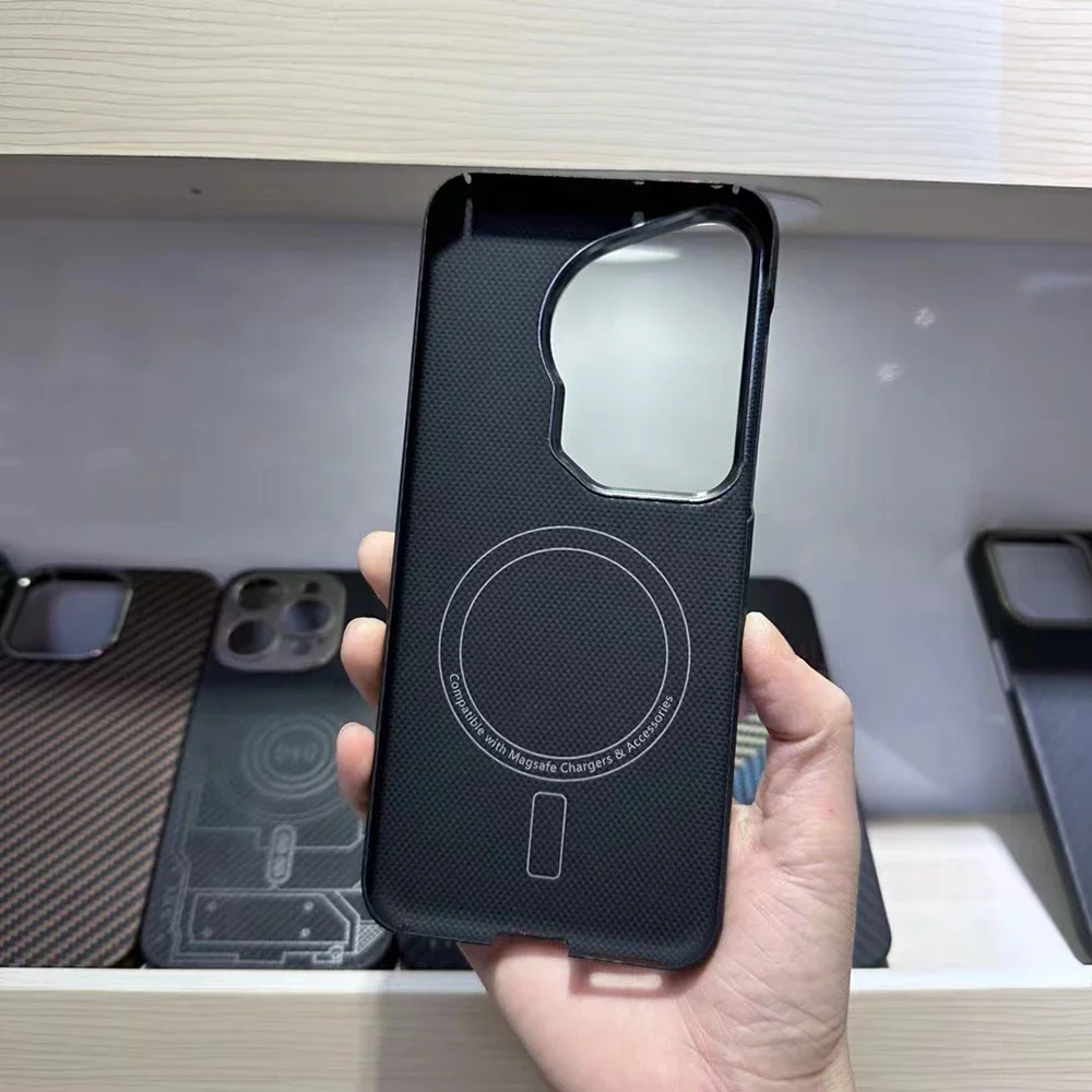 Genuine Carbon Fiber Phone Magsafe Case For Huawei Pura 70 Ultra Metal Camera Ring Aramid Fibe Slim Design Pura70Ultra Cover