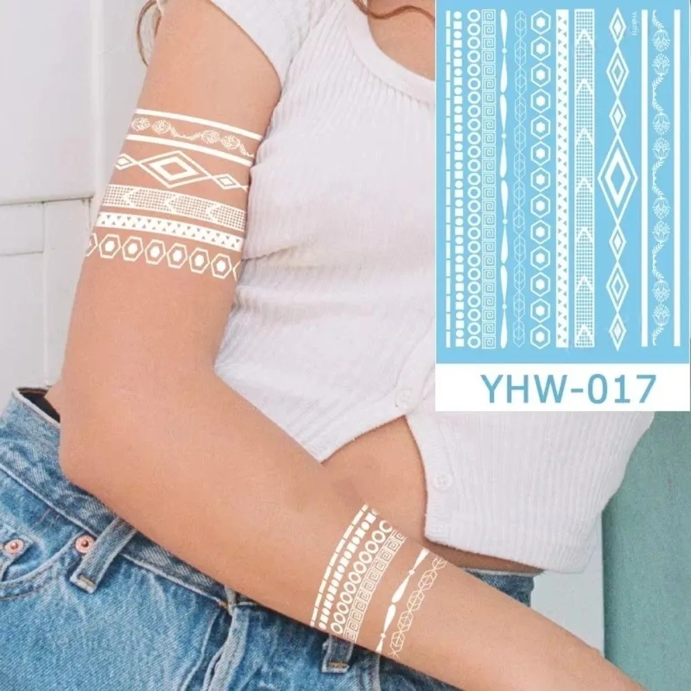 

Waterproof White Tattoo Stickers Lace Flower Long-lasting Butterfly Tattoo Stickers Ethnic Style Body Art Tattoo Women Men