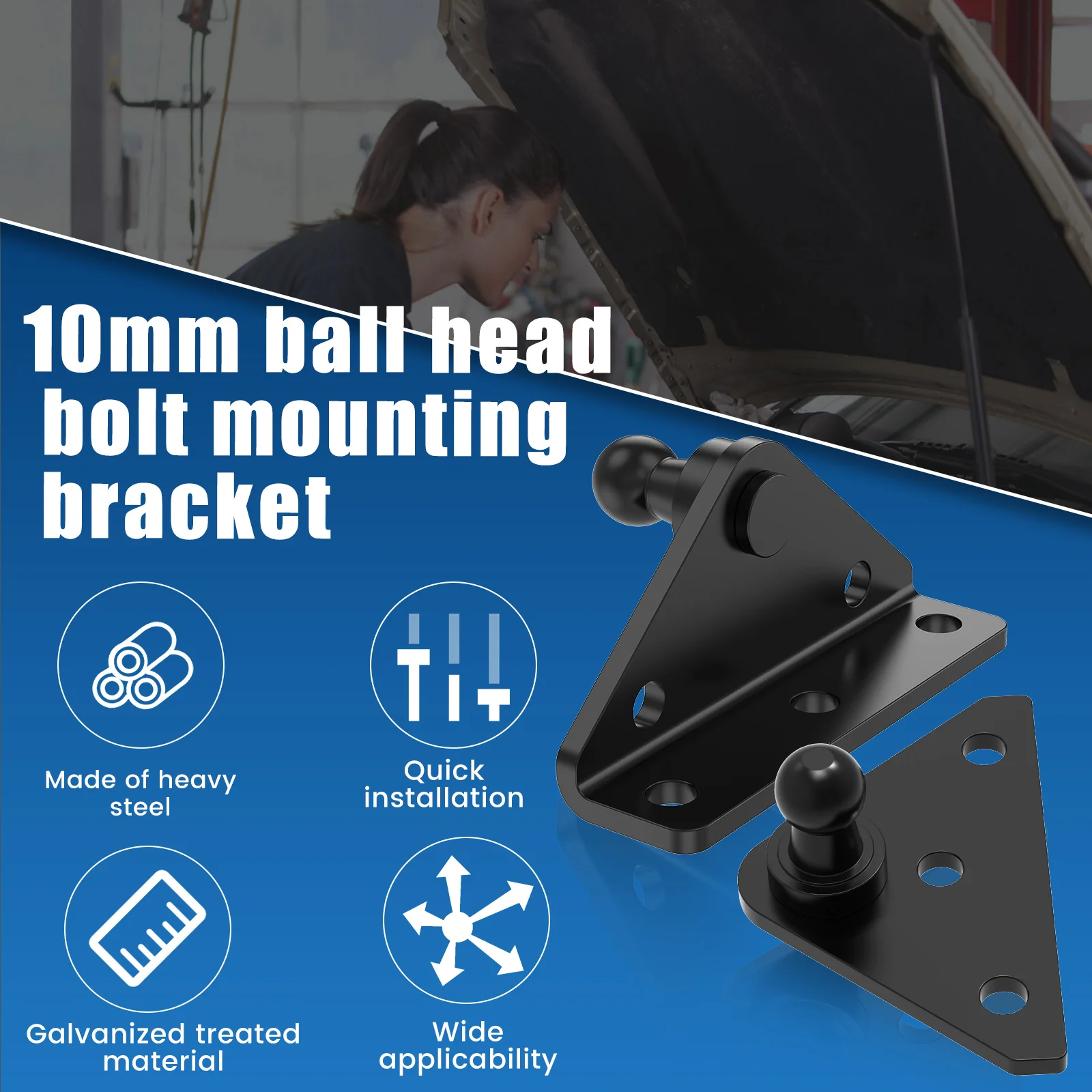 4Pcs Gas Strut Mounting Brackets Steel Ball Stud Support Bracket Heavy Duty Gas Strut Support Bases Stable Support for Cabinets