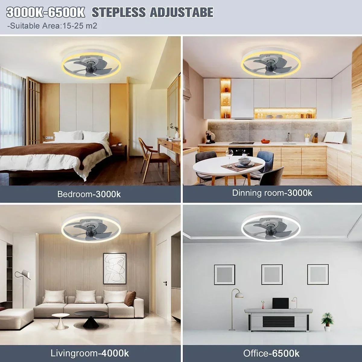 ضوء مروحة سقف LED حديث مع إضاءة بسيطة الطراز، غرفة المعيشة، غرفة النوم، صامت، منزل مع ضوء مروحة سقف مدمج
