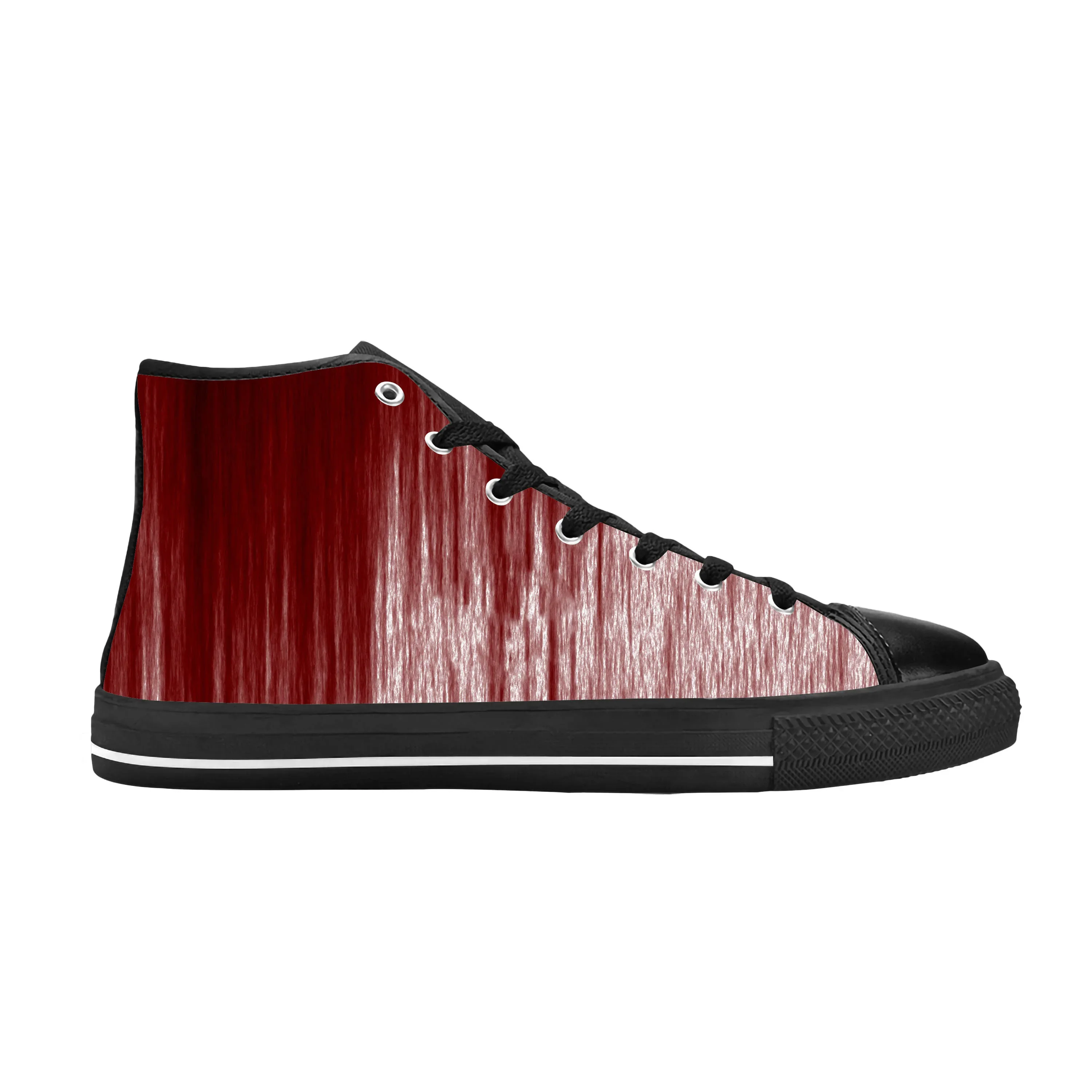 Tênis com padrão sangrento masculino e feminino, horror, halloween, gótico, casual, sapatos de pano, top alto, confortável, respirável, impressão 3D