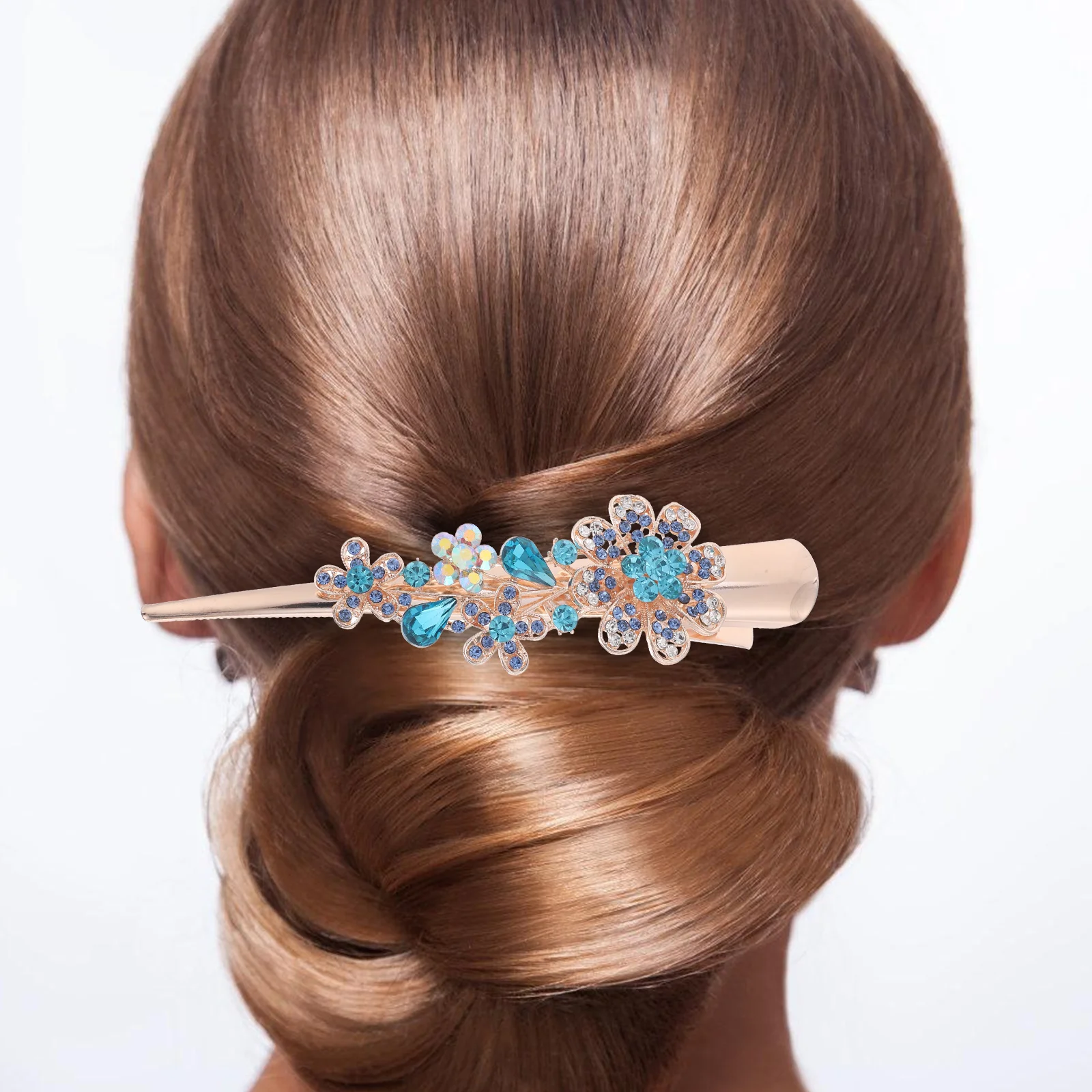 

Декоративный цветок со стразами, заколка для волос, металлический утконос, кристалл, изящный сладкий темперамент, подарок для друзей