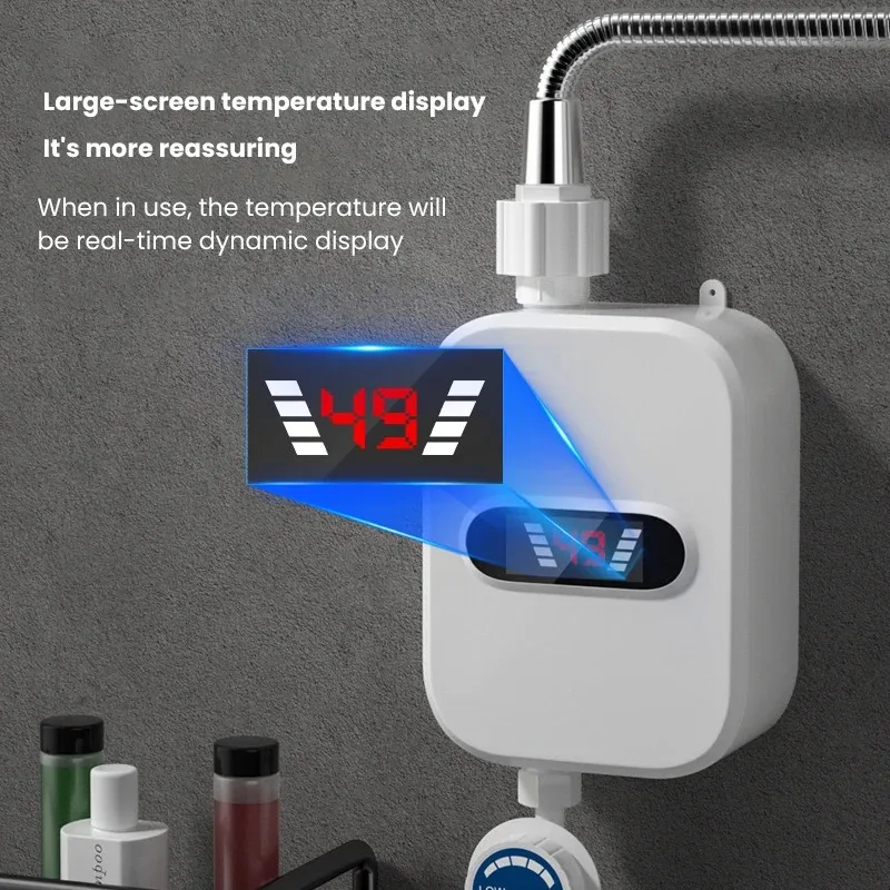 3500W Instant Water Heater 220V Bathroom Faucet Tap Hot Water Heater Digital Display 3 Second Instant Heating Machine EU Plug