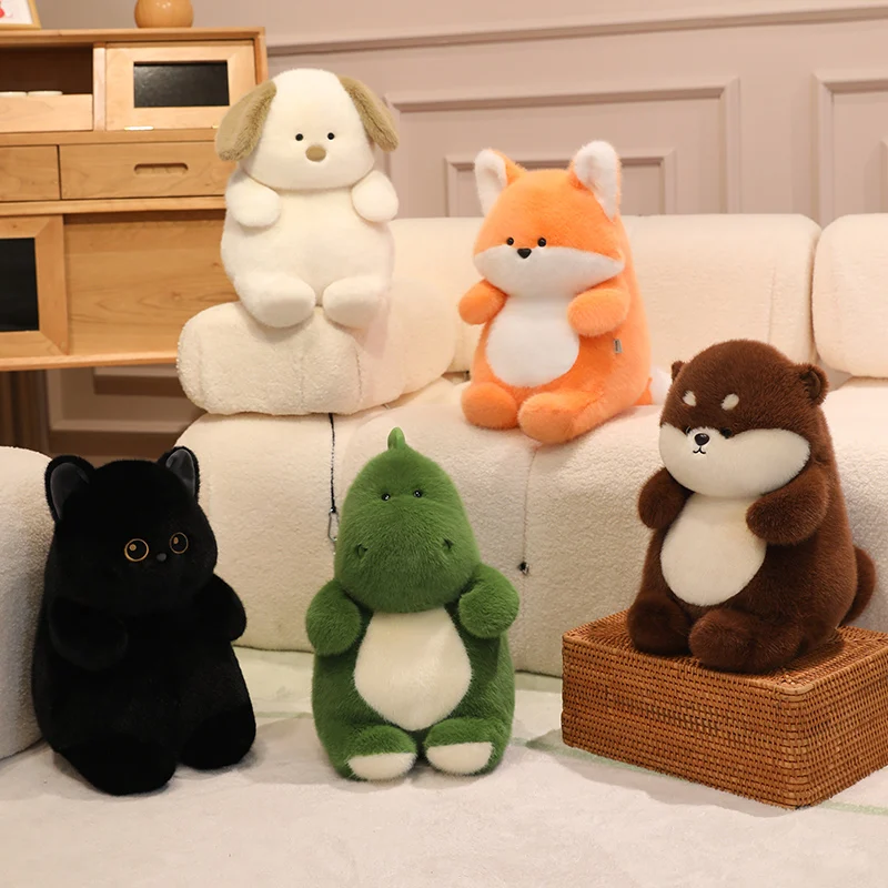 

40CM Cute Animal Plush Toy Fox,Puppy,Black Cat,Dinosaur,Beaver Plush Doll Fluffy Stuffed Animal Toy Home Sofa Decor Kid Gift