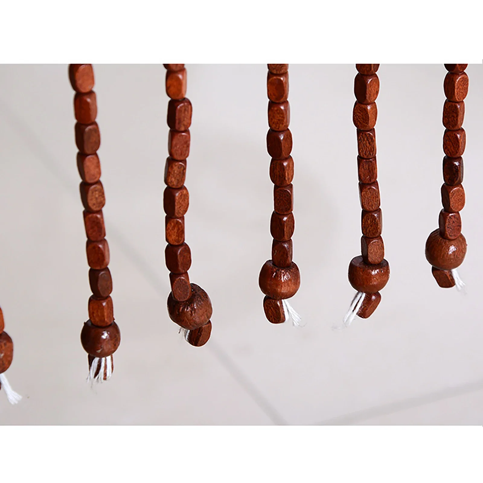 Makramee-Vorhang, Türperlen-Vorhang, 90 x 175 cm, 27 Stränge, Wellenmuster, Holzperlen-Türvorhang, Bambus-Holz, dekorativer Raumteiler – Detail 10
