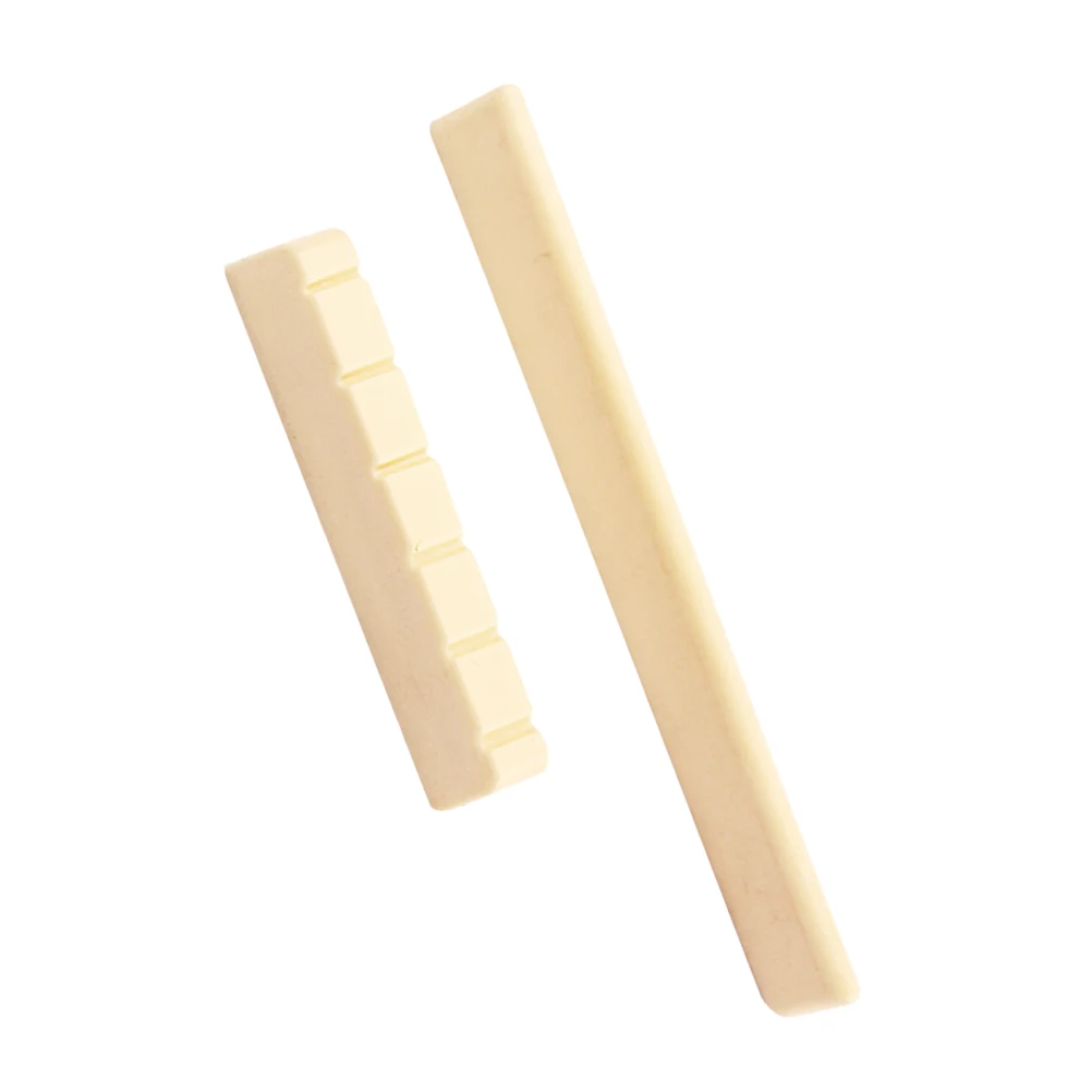 น็อตและอานกีตาร์พลาสติกสำรอง สีเหลือง ตัดง่าย เหมาะสำหรับกีตาร์คลาสสิก อุปกรณ์ซ่อมแซม ช่วยเพิ่มคุณภาพเสียงและการเล่น