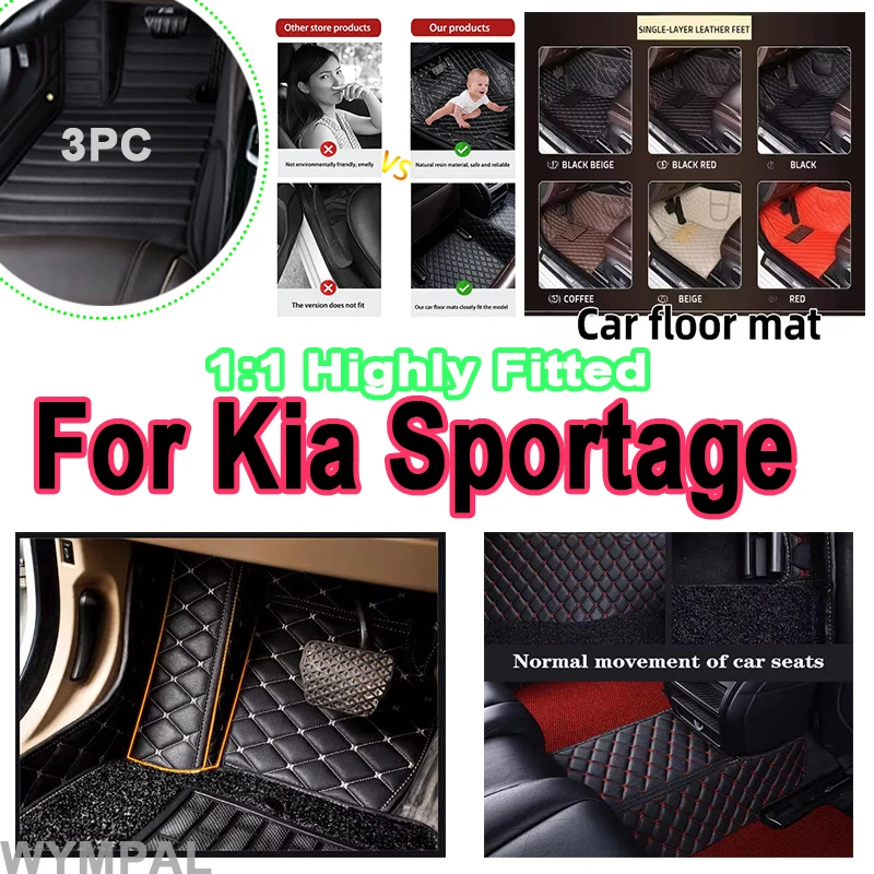 

Luxury Leather Car Mats For Kia Sportage QL MK4 2017~2022 Carpet Floor Mat Durable Rugs Full Set Car Accessories Anti Dirty Pad