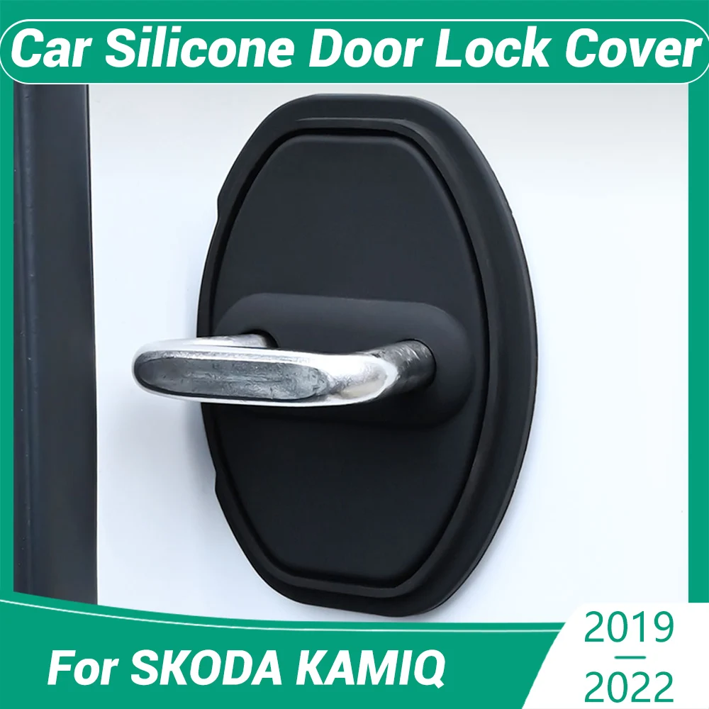 

For SKODA KAMIQ 2019-2022 Car Decorat Protecte Door Lock Cover Decoration Accessories Silicone Mute Damping Cushion