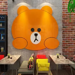 Kawaii Bear Acrylic Wall Sticker DIY Self-adhesive Wall Decal Art Wallpaper Living Room Home Aesthetic Accessories Wall Decor