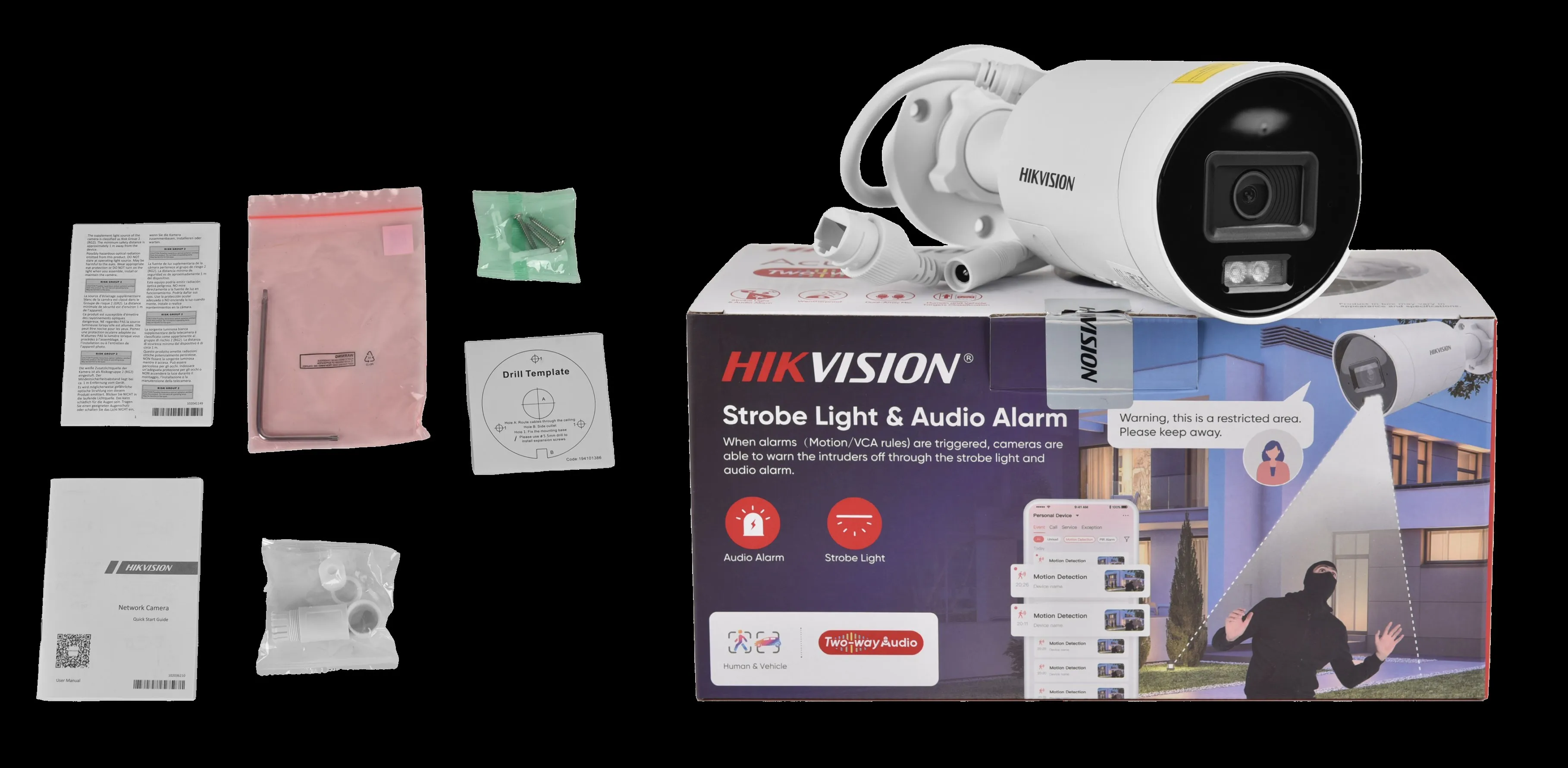 Hikvision 4K 8MP DS-2CD2083G2-LI2U/SRB Strobe Light Audible Warning & Smart Hybrid Light Fixed Bullet Network Camera Acusense