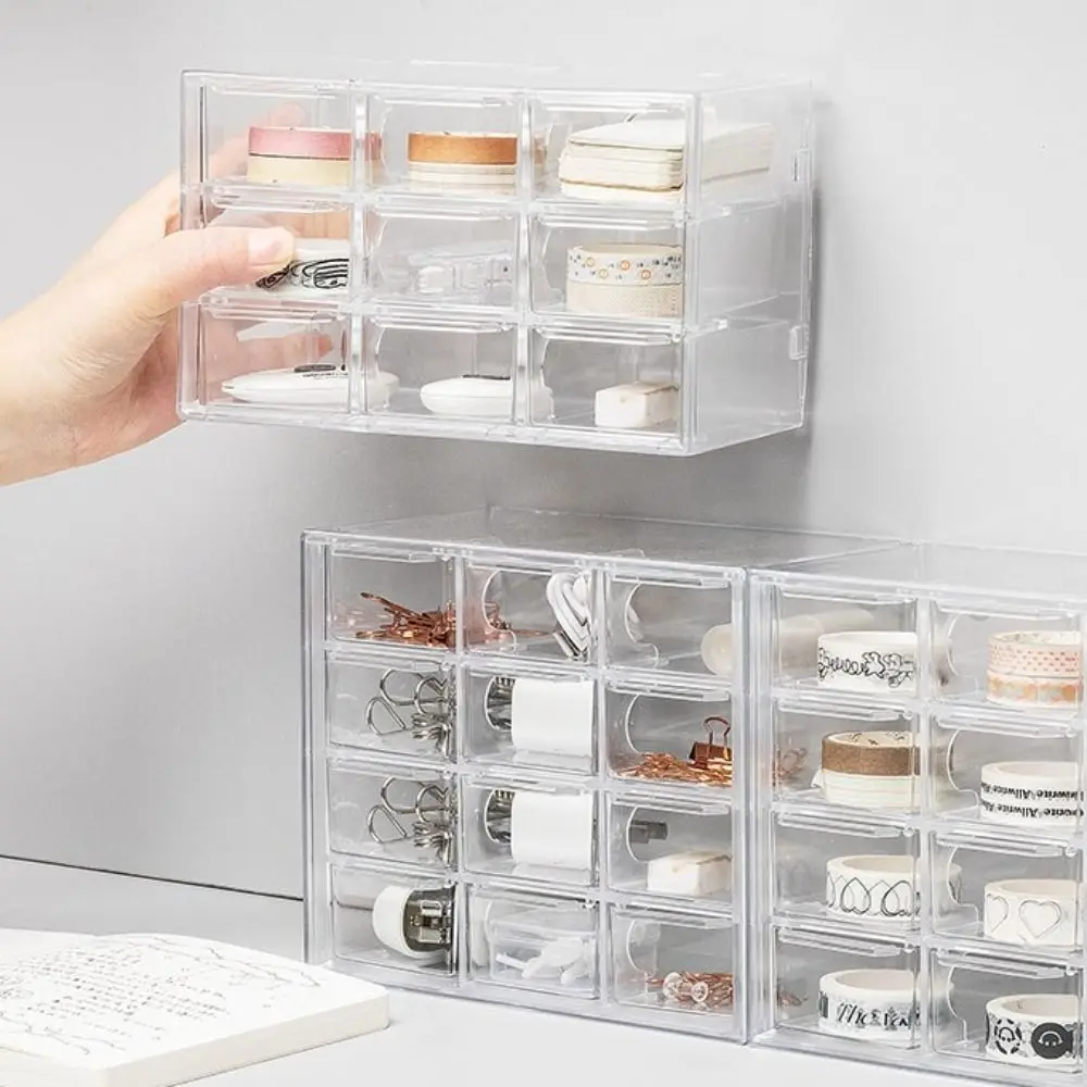 Earphone Makeup Container Sundries Desktop Storage Drawer Stationery Organizer Drawer Storage Box Transparent Storage Box