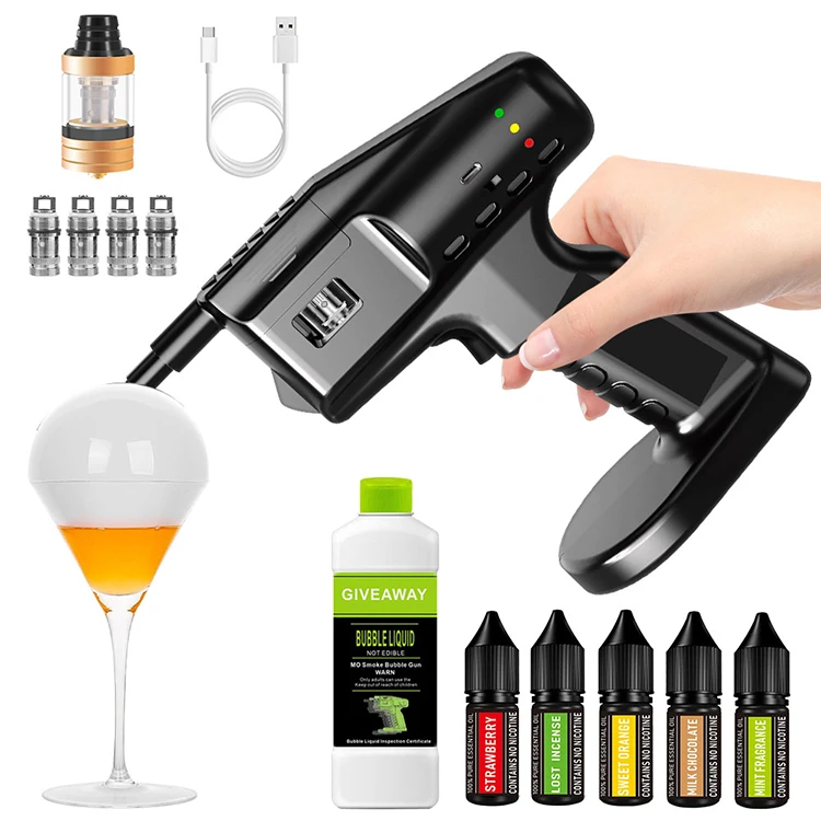 Flavor Blaster Smoke Infuser Whiskey Smoke Kit Cold Bubble Gun for Smoke Cocktail Kit,Contains 5 Flavors of Aroma and Bubbles