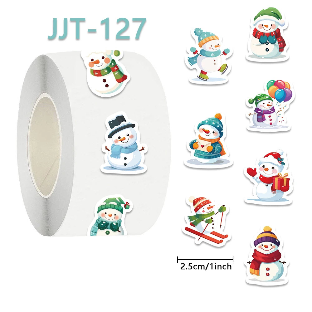 500PCS Cute Snowman Roll Stickers Cartoon INS Style Graffiti Decals For Notebooks Luggage Laptop Refrigerator Stickers Toy