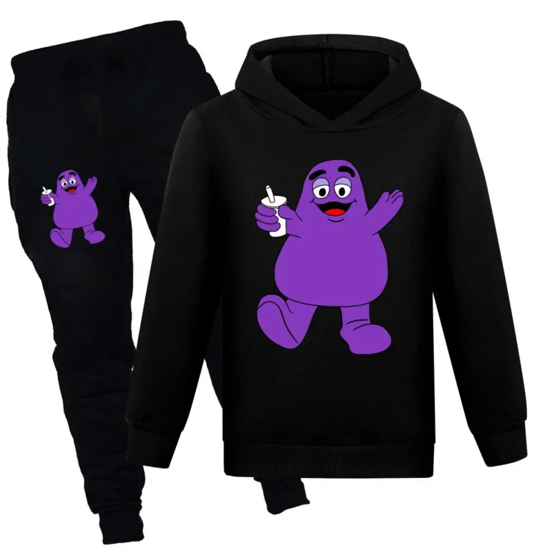 Kids Grimace Shake Hoodie Toddler Girls Didadi Grimace Clothes Hoodies Pants 2Pcs Sets Cute Children Costume Kids Tracksuits