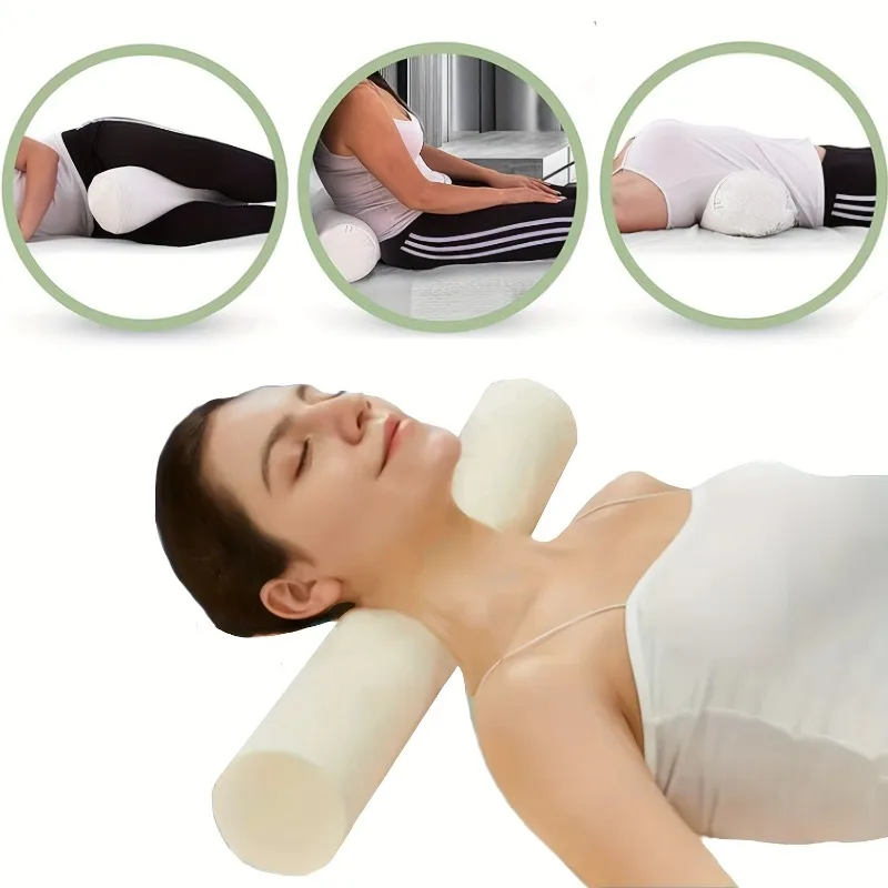 Cervical Neck Roll Memory Foam Pillow - Bolster Pillow for Head, Spine, Lower Back Relief From Neck & Shoulder Soreness