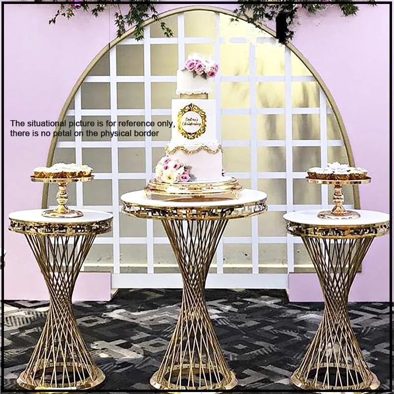 Stainless Steel Round Dining Table, Modern Wrought Iron Cake Decoration, Simple Dessert Table, 3 Pcs