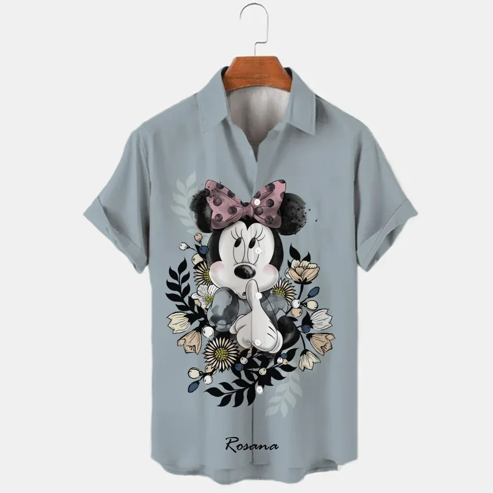 Miniso 3D Printing Disney Donald Duck Mickey Mouse temperamento camicie da uomo Summer Fashion Street Trend Retro Boutique Tops