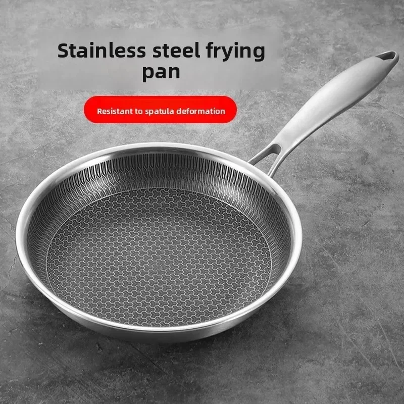 

Healthy 304 three-layer steel stainless steel thick pan without coating honeycomb non stick pan for frying eggs and steak