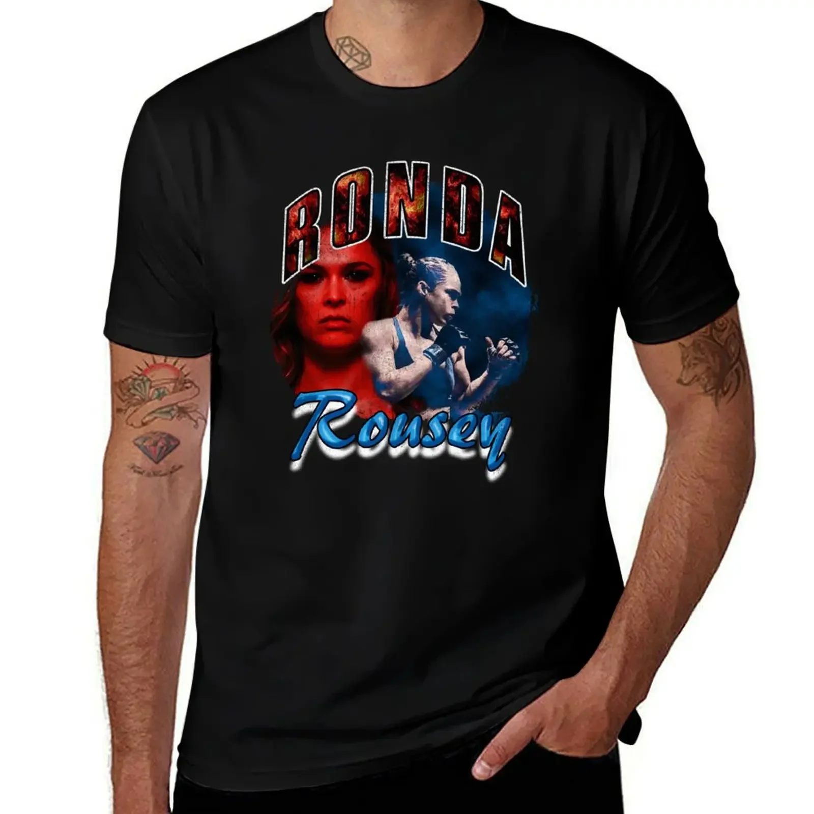 

Ronda Rousey Vintage Rap Style (Rowdy Rousey) T-Shirt funny shirt cotton plus size clothes men clothings