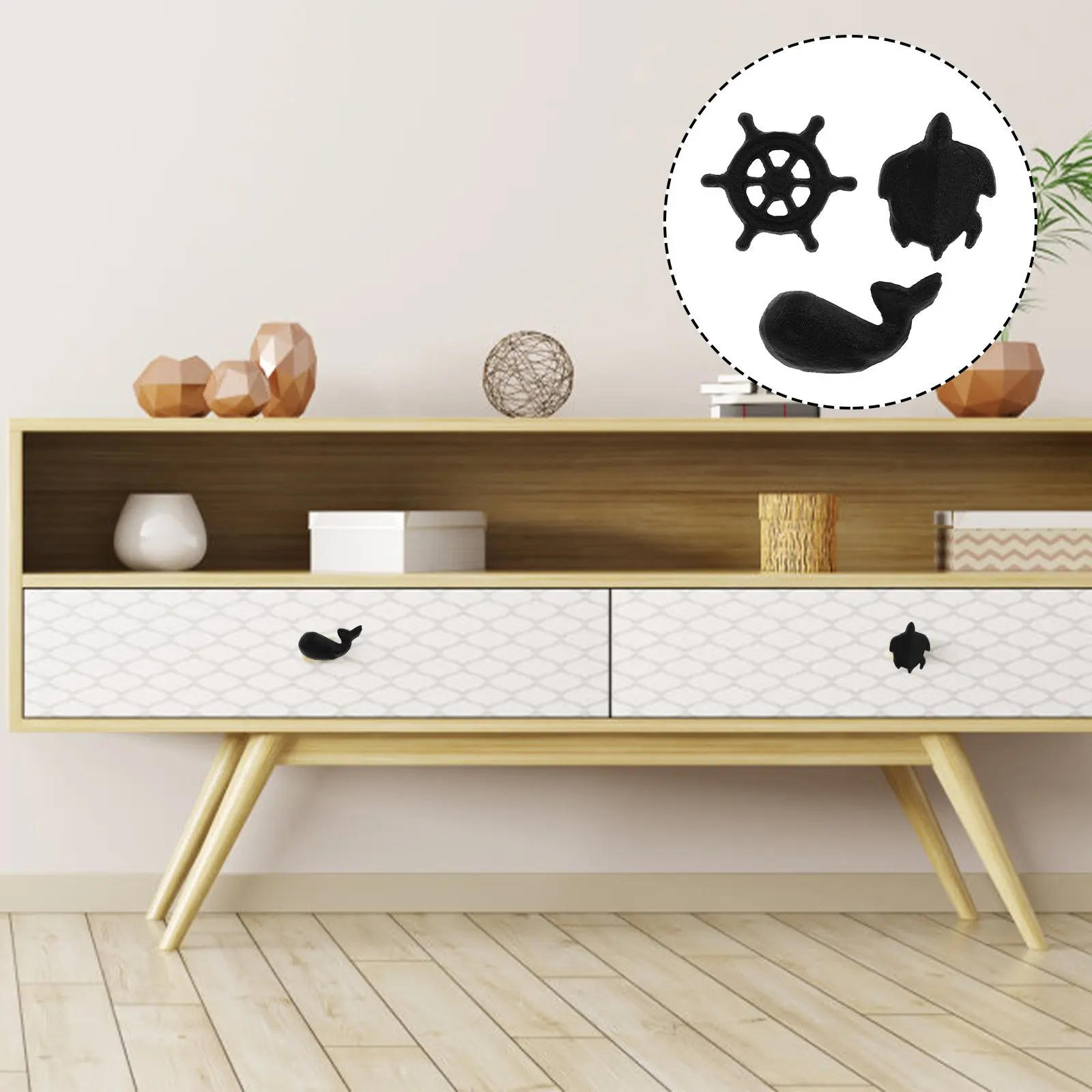 

1Set Sea Themed Cabinet Handles Creative Decorative Drawer Handle Accessories for Furniture Drawer Wardrobe Shoe Cabinet Home