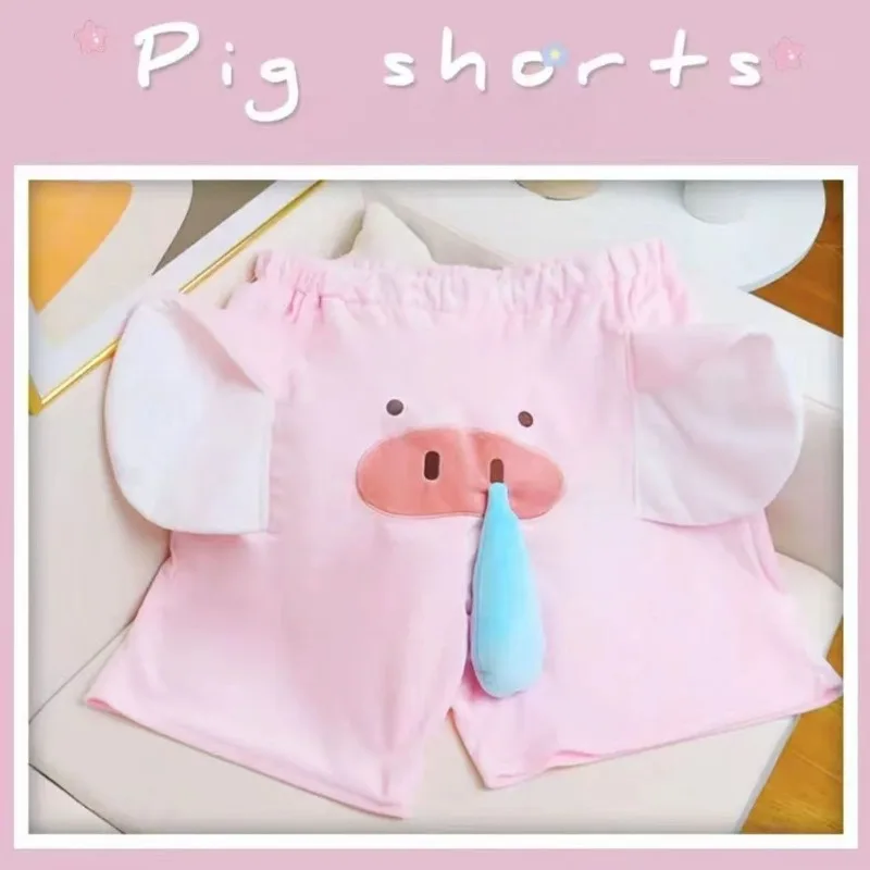 Celana Piyama Gajah Gambar Kartun Lucu Kreatif untuk Pria dan Wanita di Musim Panas Celana Pendek Longgar Rumah Elastis Celana Piyama Mewah