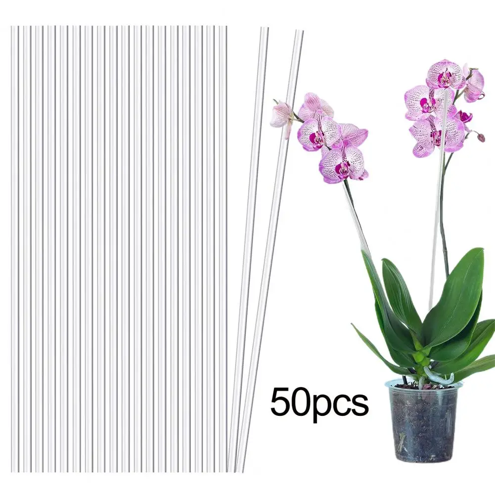 

50 Sticks 30cm Acrylic Plant Stakes Flexible Enhance Growth Stretchable Stable Plant Support Garden Plant Support Rack Gardening