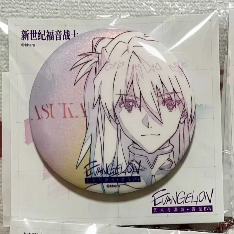 

Pop Neon Cute Genesis Classic Evangelion Anime Peripheral Fine Sand Texture Double Flash Holographic Anime Badge Gift