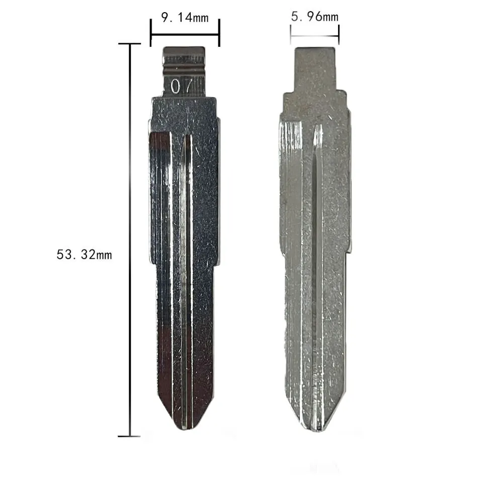 Lame de clé à distance vierge non coupée en métal pour Mitsubishi, Keydiy, KD, Xhorse, VVDI, JMD, MIT11, MIT11R, 07 #, 10 pièces