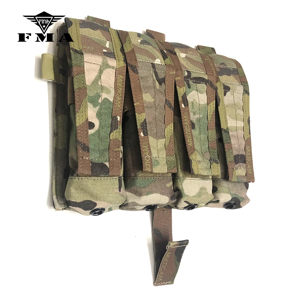 FMA Multicam New MP7 Quadruple Magazine Pouch Molle 500D MC for Tactical Vest AVS JPC2.0 Vest Front Panel