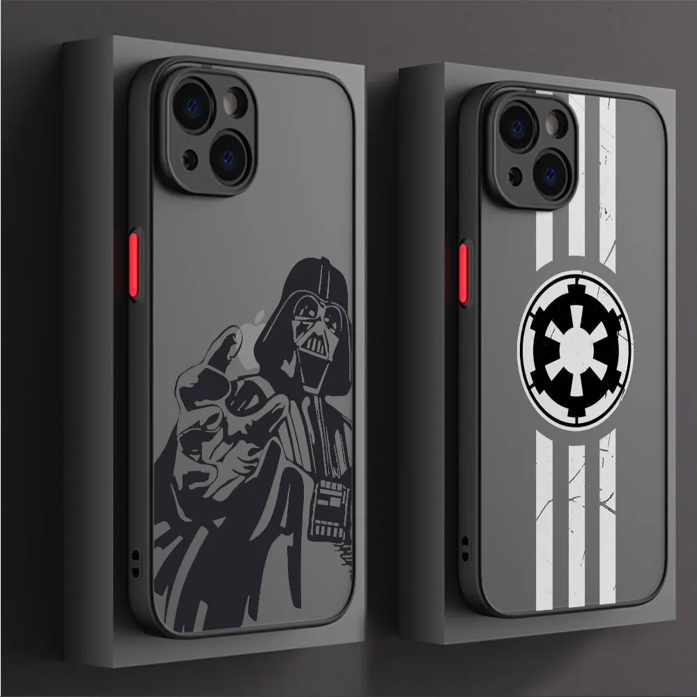 StarWars Cool Face Case For Apple iPhone 15 14 13 11 12 Pro 7 XR X XS Max 8 Plus 6 6S SE 2022 14Pro Black Matte Phone Funda