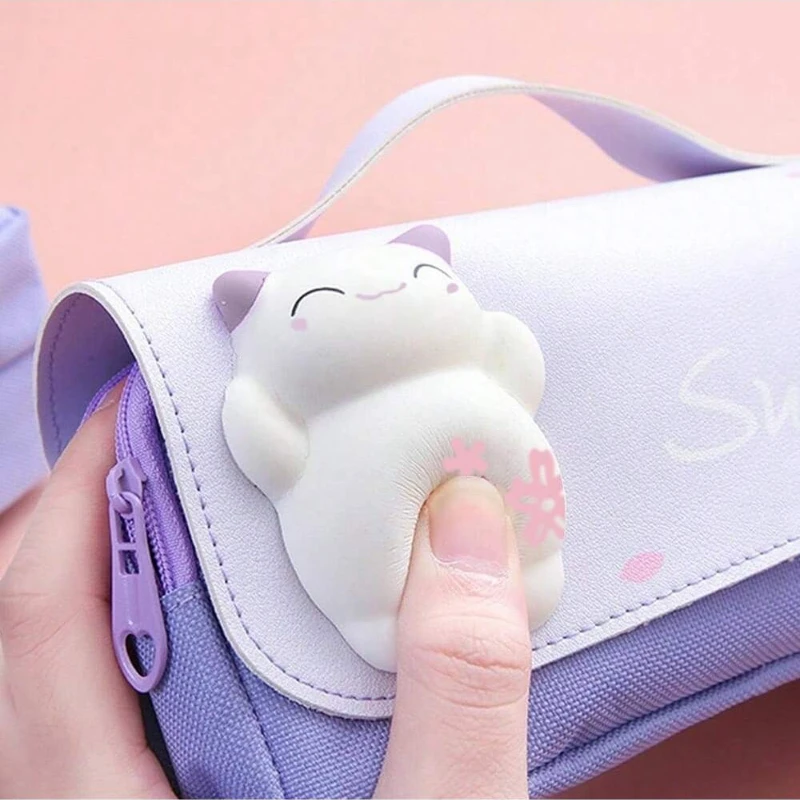 Cute Pencil Bag Multi-Functional Large Capacity Pencil Case Detachable Donut Shaped Stress Relief Pencil Case Kawaii Bag
