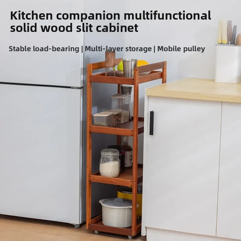 

Factory Solid Wood Kitchen Rack Floor-to-ceiling Multi-layer Crevice Storage Rack Household Multi-functional Removable Sundries