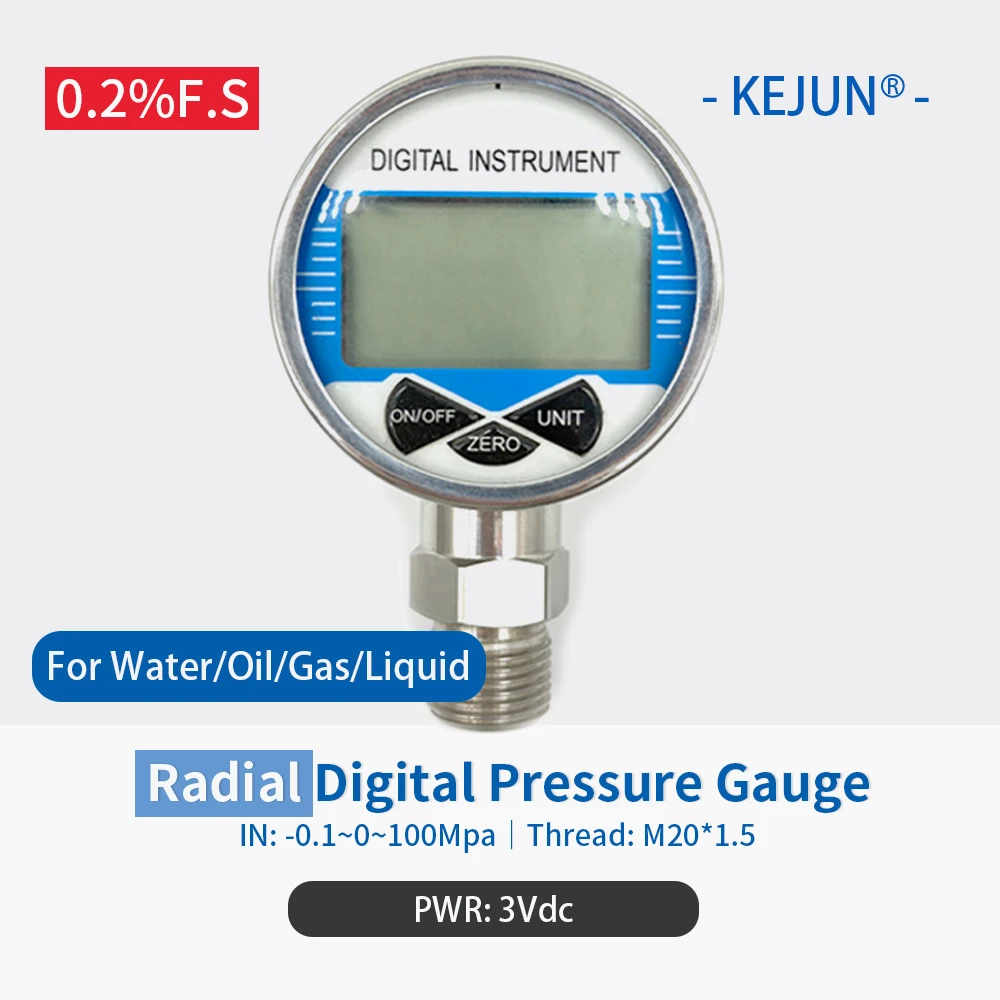 

0.2%FS High Accuracy Digital Water Pressure Gauge NPT1/2 G1/4 Digital Pressure Indicator Gage Meter Digital Manometer 0-100MPa