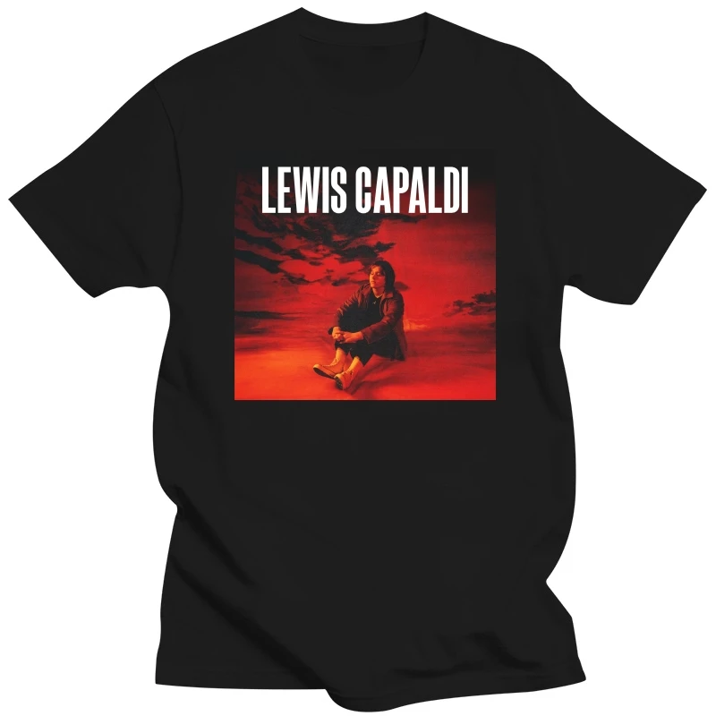 EMILY MORAN Mens Fashion Lewis Capaldi Tee Black Letter Printing