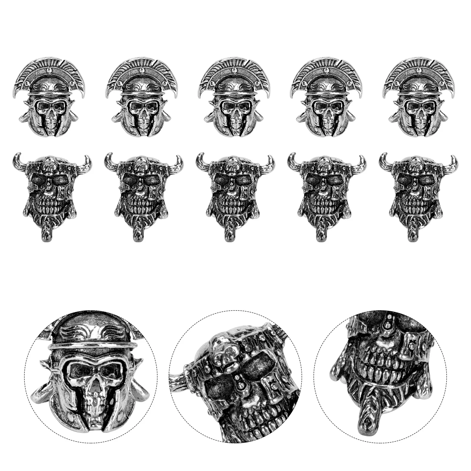 

10Pcs Skull Hair Beads Viking Crow Silver Large Hole Design for Beard Braid Bracelet Necklace Jewelry Making Supplies