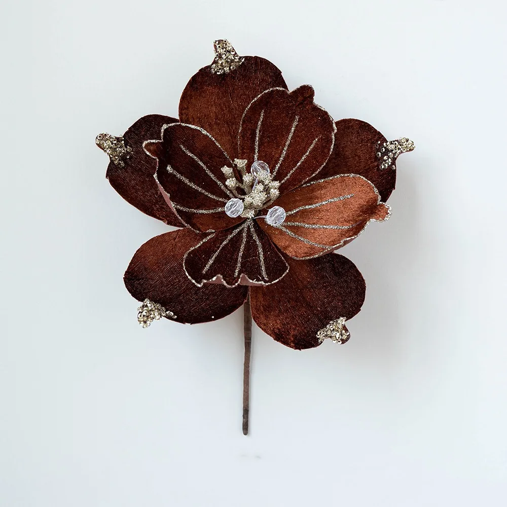 

22cm Artificial Christmas Flower Shiny Realistic Christmas Tree Wreath Handmade Beautiful Christmas Poinsettia Home Decor