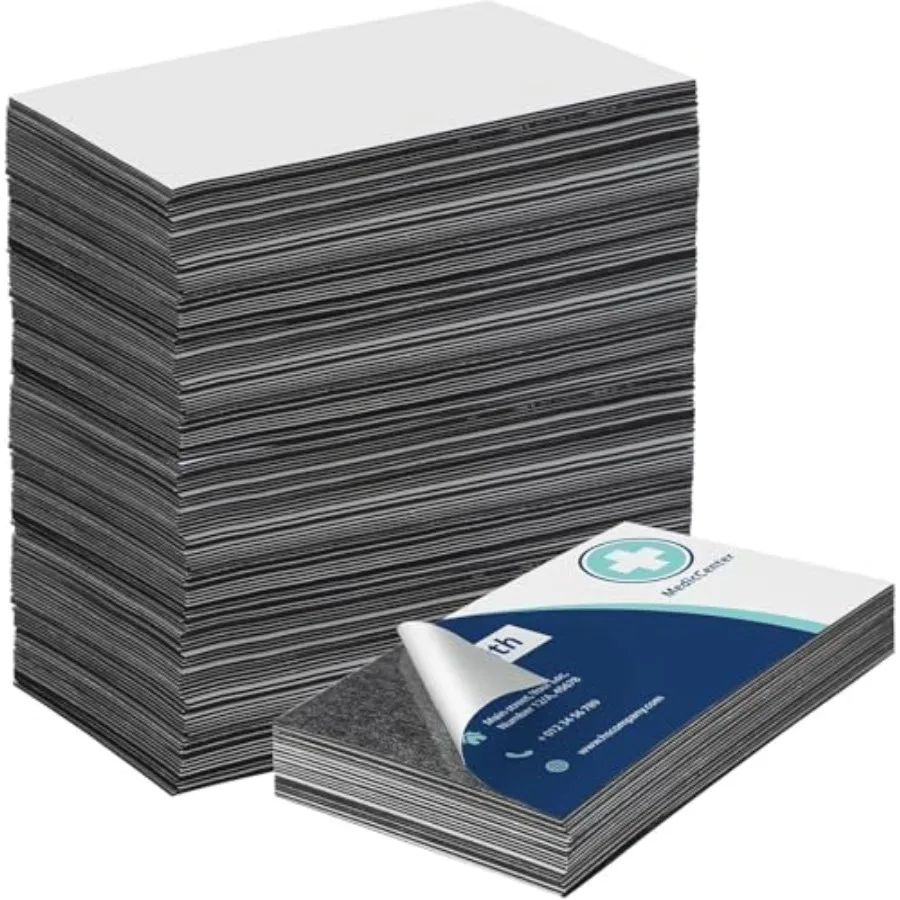 Pack Business Card Magnets Peel and Stick, Self Sticky Name Card 2x3.5 Flexible Self Adhesive Business Cards with Magnetic Back