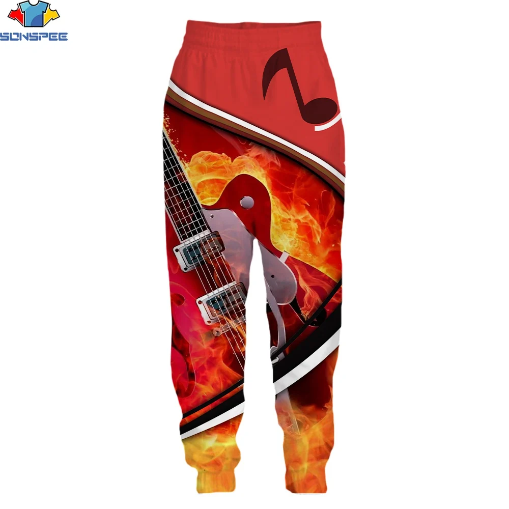 

SONSPEE 3D Print Spring Autumn Men Women Long Pants Bass Guitar Rockband Harajuku Hiphop Sport Loose Leisure Sweatpants Trousers