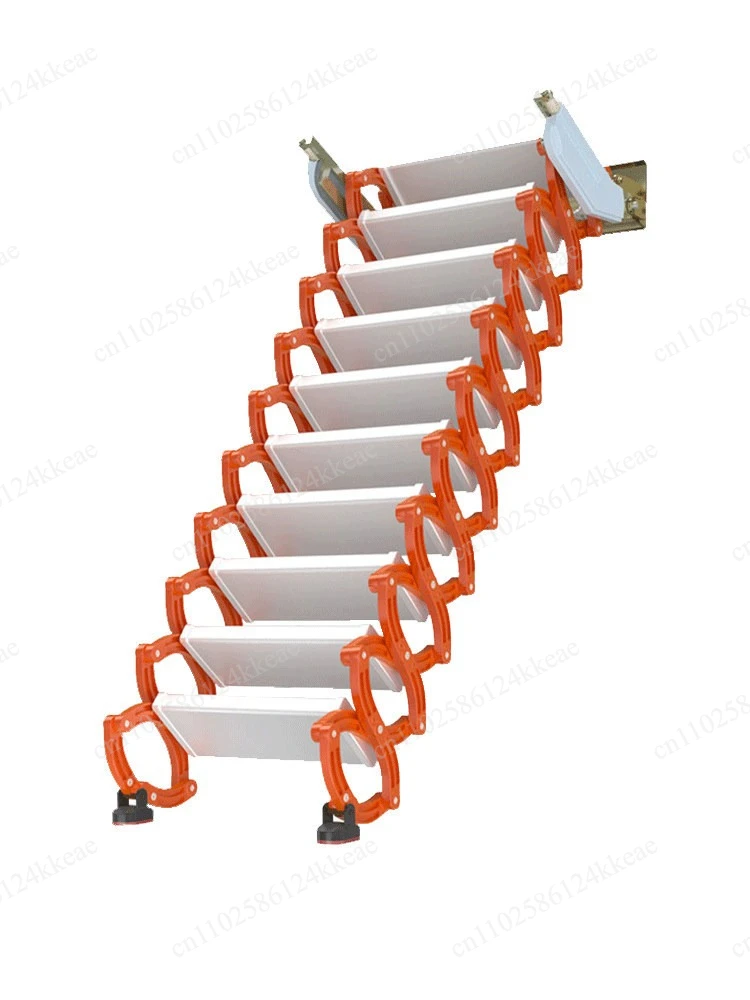 Integral telescopic staircase loft household wall-mounted shrink ladder indoor and outdoor folding staircase against the wall