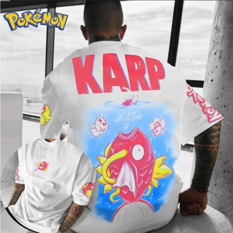 Pokémon Anime Magikarp Peripheral Printed T-shirt Short Sleeved Men's and Women's Summer New Cotton Harajuku Loose Casual Top