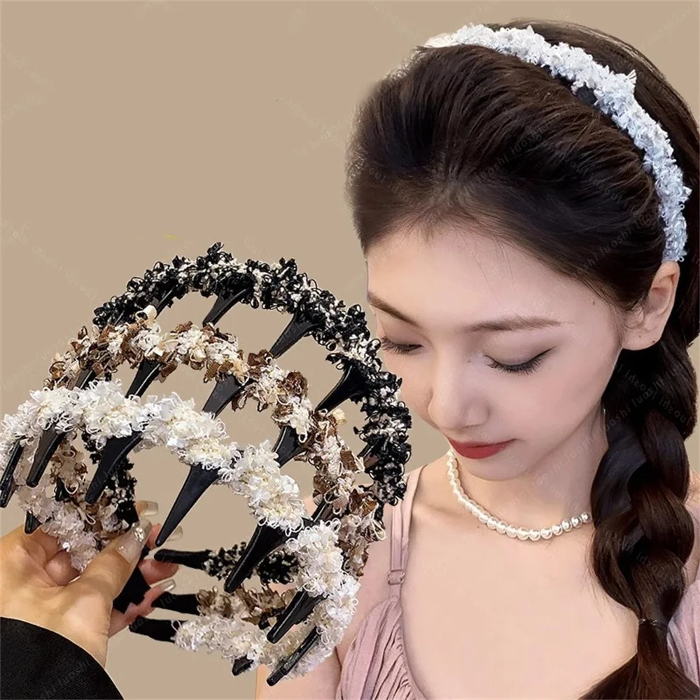 New Fashion Weave Headband Sweet Non-Slip Teeth Comb Hair Hoop Korea Elegant Hairbands Women Scrunchie Hair Accessories